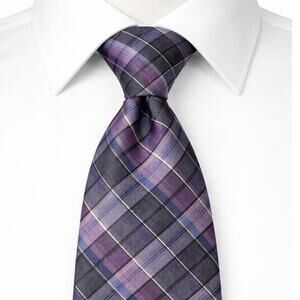 Pronto Uomo Platinum 100% Silk Pink Windowpane Tie - Preowned